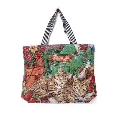 Korean-Style Student Handbag, Cartoon Print Canvas Bag, Large Capacity - 8