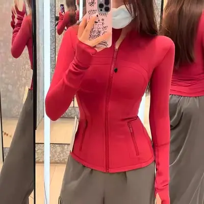 High-Quality Yoga Jacket, Elastic Brushed Fabric, Quick-Dry Stand Collar - 2