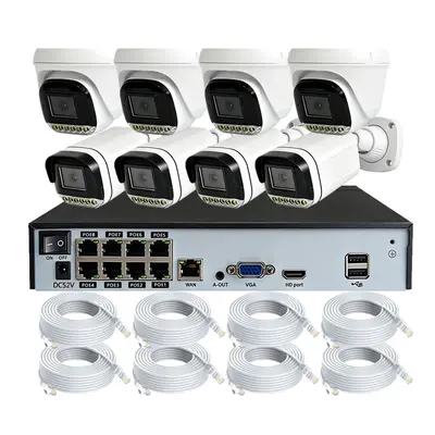 cctv8通道监控套装POE NVR录像机4K8MP800万圆顶IP枪机网络摄像头