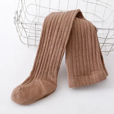 Girls' Solid Color Cotton Tights for Spring and Autumn - 11
