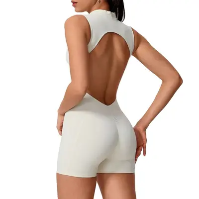 Backless Sleeveless Yoga Jumpsuit with Removable Chest Pads - 6