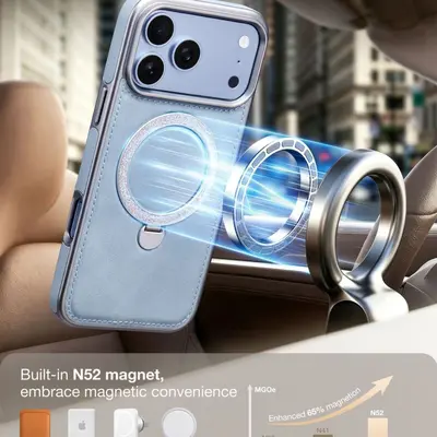 Apple iPhone 18 Pro Max leather case with magnetic rotating stand