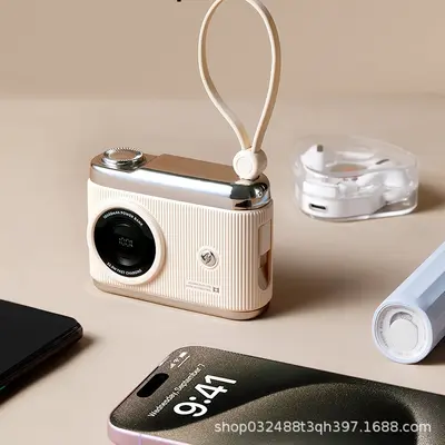 Kreative Cross-Border Kamera Powerbank mit 3C-Zertifizierung 10000mAh 22.5W integriertes Kabel Schnellladefunktion mobile Stromversorgung Blitzladung
