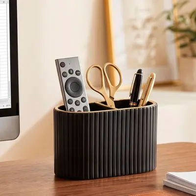 Light Luxury Oval Pen Holder and Desktop Storage Box for Office - 5