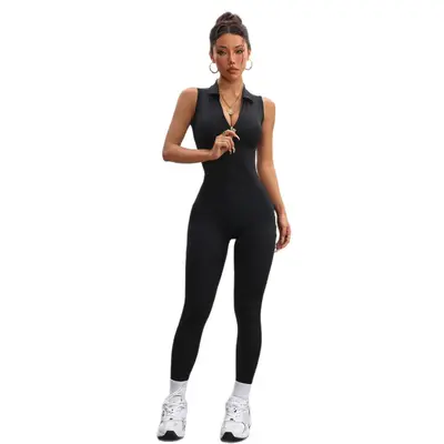Open Back Sexy Women's Yoga Jumpsuit with Mesh Details, Butt-Lifting Long Pants - 5