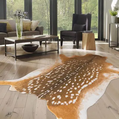 Teppich mit Tierfell-Optik aus Kunstleder, schmutzabweisend, Schlafzimmer - 11
