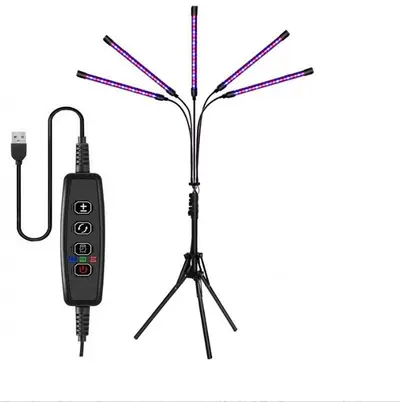 Full-Spectrum LED Plant Grow Light with Timer and Clip-On Stand - 9