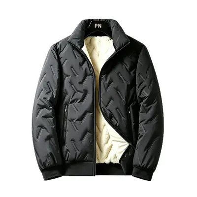 Herren-Winterjacke, verdickt mit Lammwolle, winddicht, Fleecefutter