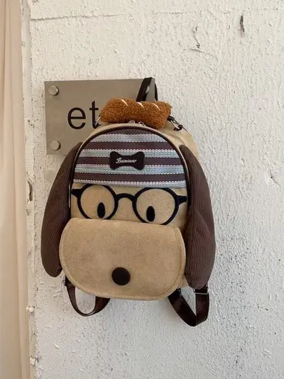 Korean Style Cartoon Puppy Backpack for Women, Large Capacity Student Schoolbag - 6