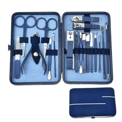 Edelstahl Maniküre-Set, 18-teilig, blau