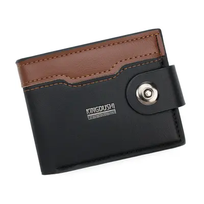 Men's Short Horizontal Leather Wallet with Magnetic Snap and Coin Pocket - 6