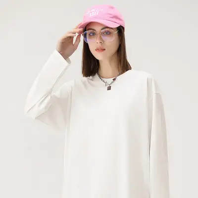 230 g pamuklu unisex uzun kollu T-shirt, sonbahar ve kış, küçük yaka