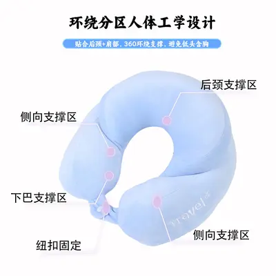 护颈U型枕厂家批发可印logo慢回弹外出旅行汽车飞机护颈枕办公室 - 3