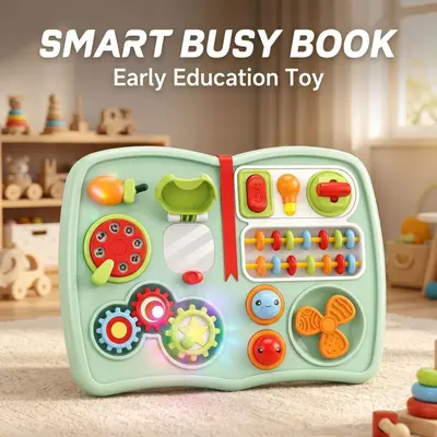 Bebek eğitici meşgul kitabı, yedi renkli LED ışık