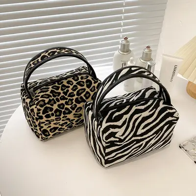 Kosmetiktasche mit Leopardenmuster groß und tragbar