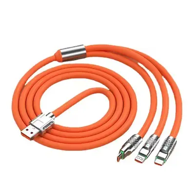 Turuncu 120W 3'ü 1 arada Type-C şarj kablosu