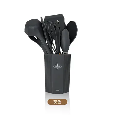 12-piece silicone kitchen utensil set with wooden handles, birchwood handle silicone kitchen tools, shovel spoon scraper spatula, cross-border silicone kitchen utensils - 10