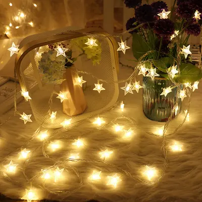 LED küçük renkli ışık dize durak yıldız ışığı kamp tarzı atmosfer ışık dize Noel açık hava festivali dekoratif ışık yanıp sönen ışık pil