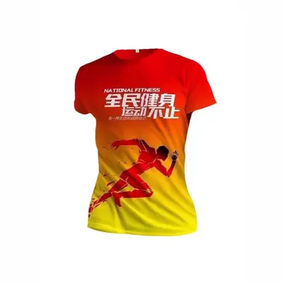 Kurzarm-Sport-T-Shirt mit Rundhals, schnelltrocknend, Ganzflächendruck