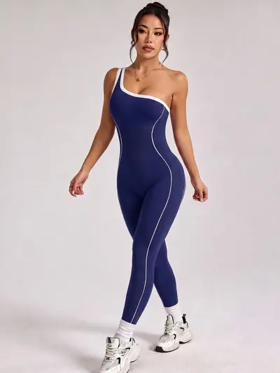 Women's Yoga Jumpsuit, Color-Block, Ribbed, One-Piece