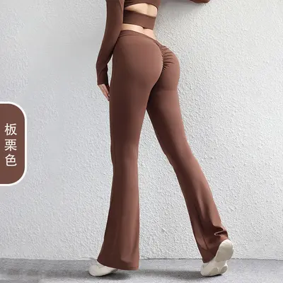 Back V Peach Lift Yoga Flare Pants, Bare-Feel, Quick-Dry - 11