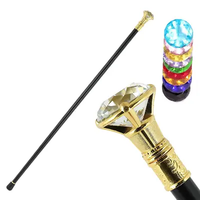 Elegant British-Style Gentleman Cane with Diamond Crystal Handle