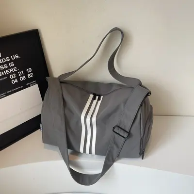 Striped Travel Bag, Large Capacity, Sports Style - 10