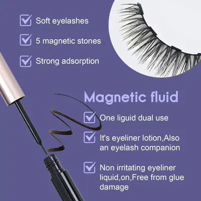 Glue-Free Five-Magnet False Eyelashes, Self-Adhesive