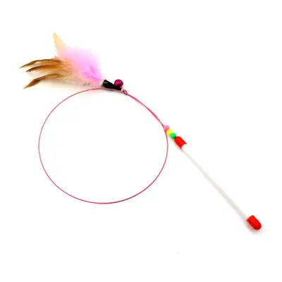Steel Wire Feather Cat Teaser Wand with Bell