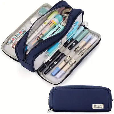 Korean-Style Canvas Pencil Case, Large Capacity, Multifunctional for Students - 8