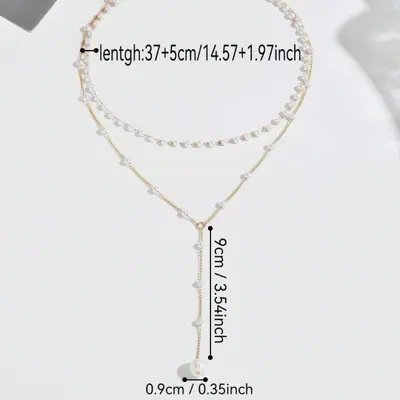 Pearl necklace Y-shaped with tassel, layerable