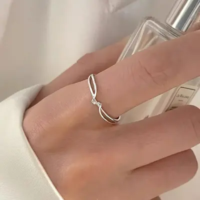 S925 Sterling Silber Doppelherz-Ring offenes Design - 7