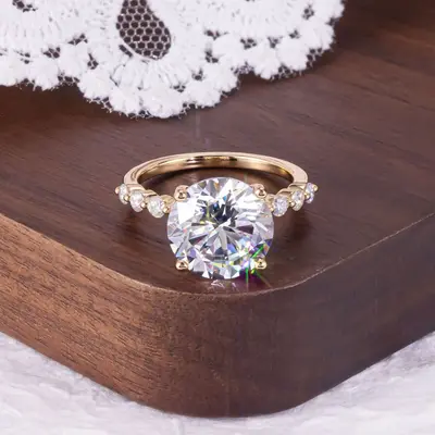 1-5 Carat Moissanite Wedding Ring, S925 Sterling Silver, 18K Gold Plated - 11
