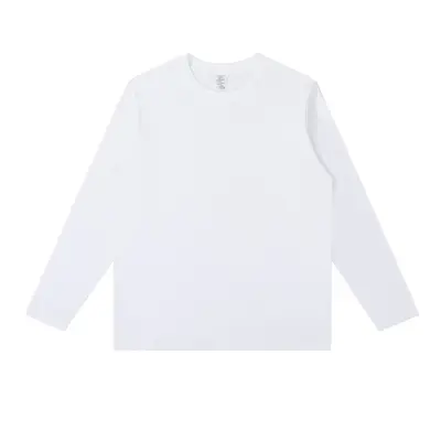 230 g pamuklu unisex uzun kollu T-shirt, sonbahar ve kış, küçük yaka