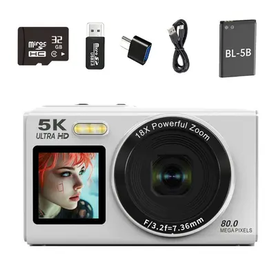 5K HD Digitalkamera, Dual-Display, WLAN, tragbare Vlog-Kamera - 10