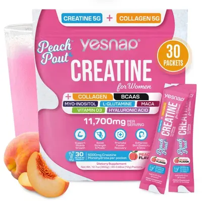 Yesnap Kadın Kreatin Tozu Kolajen BCAA Şeftali 30 Poşet - 2
