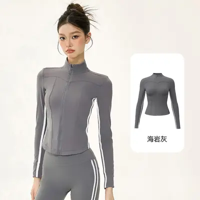 Yoga Set with Short Jacket, Strap Top and Flared Pants - 7