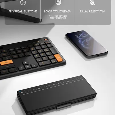 Dual Bluetooth Mini Numeric Keypad with Foldable Leather Case Stand