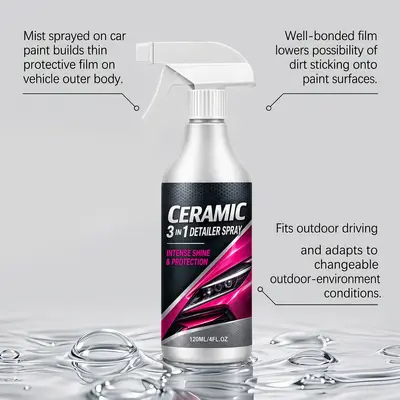 Car Ceramic Coating Spray, Protective Layer and Paint Gloss, Portable