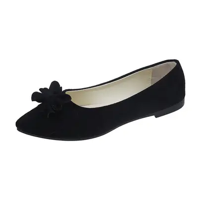 Women's Suede Ballet Flats with Bow, Pointed Toe, Size 43 - 13