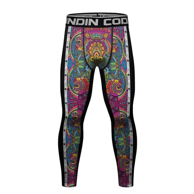 Men's Printed Compression Sports Long Pants for Running and Basketball - 7