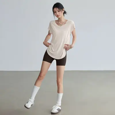 Yoga-Oberteil, locker, atmungsaktiv, Kurzarm-Pilates-Set, Plus Size - 12