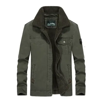 2025 Men's Velvet Autumn and Winter Thick Cotton-Padded Jackets for Middle-Aged and Elderly Men, New Men's Warm Casual Jackets, Men's Clothing