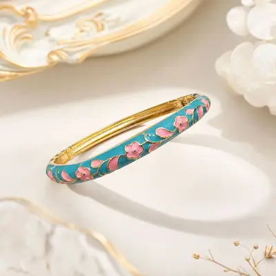 Cloisonné emaye bilezik, 0,8 çiçek tasarımı - 7