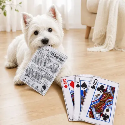 Dog Squeaky Crinkle Paper Toy, Newspaper and Playing Card Design - 3