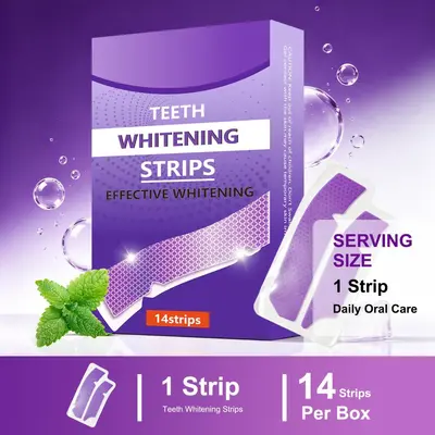 Трансграничный экспорт полосок для отбеливания зубов TEETH WHITENING STRIPS 14 полосок Purple TK Бестселлер полосок для отбеливания зубов