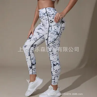 2025新款印花瑜伽裤女高腰紧身舞蹈健美裤速干运动健身瑜伽服