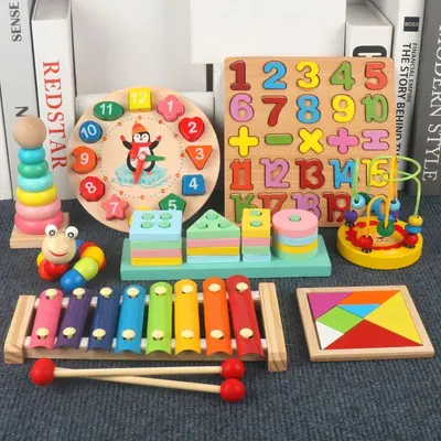 Çocuklar için erken eğitim eğitici oyuncakları, ahşap bebek müzik oyuncakları, Orff müzik aletleri, ahşap enstrüman seti, eğitici oyun bulmacaları.