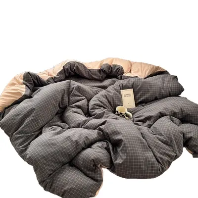 Grade A Mother and Baby Ultra-Soft Four-Piece Water-Washed Cotton Bedding Set with Fitted Sheet Duvet Cover Student Dormitory Three 4-Piece Bed Set A