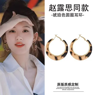 秋冬复古植绒豹纹耳环女高级感时髦夸张耳圈轻奢气质925银针耳饰 - 7